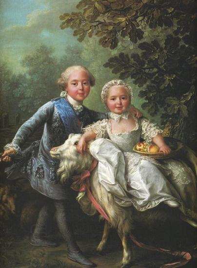 Francois-Hubert Drouais Charles of France and his sister Clotilde China oil painting art